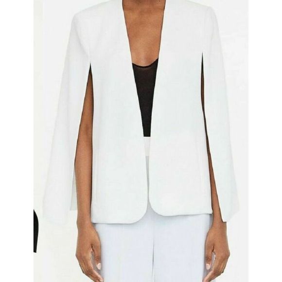 zara white cape jacket